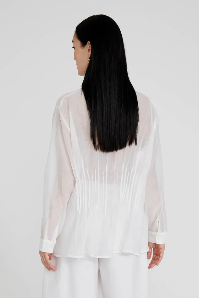 Chan Luu Tops Allison Pintucked Blouse White 8211 Women