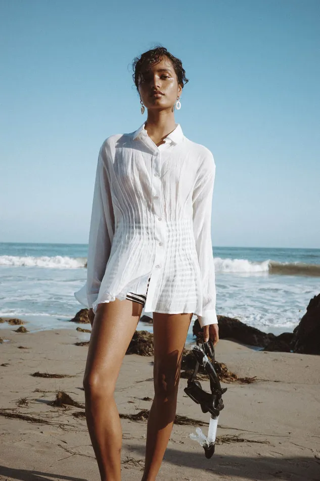 Chan Luu Tops Allison Pintucked Blouse White 8211 Women