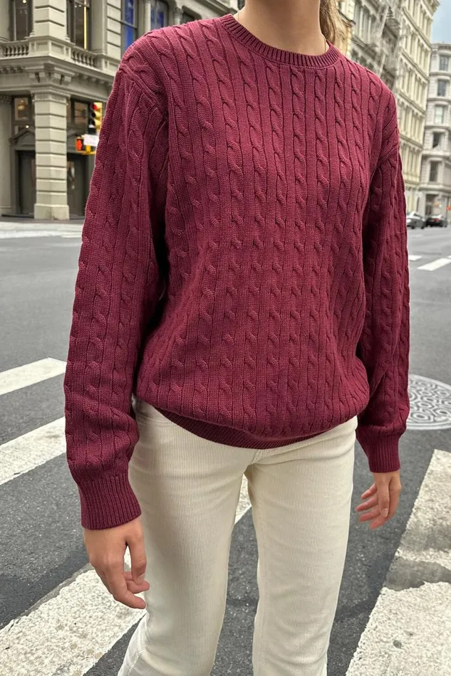 Clothing Brianna Cotton Cable Knit Sweater Brandy Melville SWEATERS