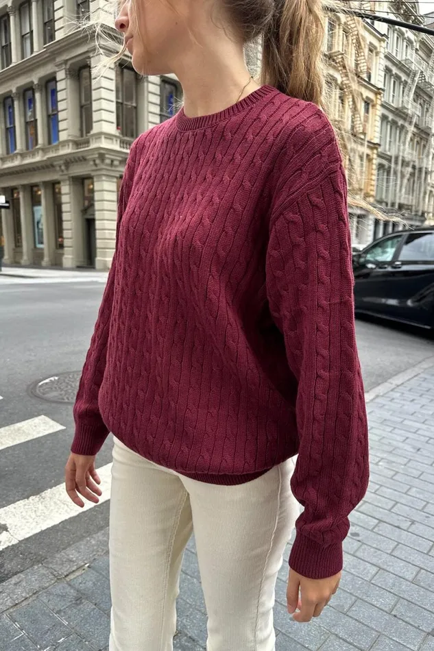 Clothing Brianna Cotton Cable Knit Sweater Brandy Melville SWEATERS