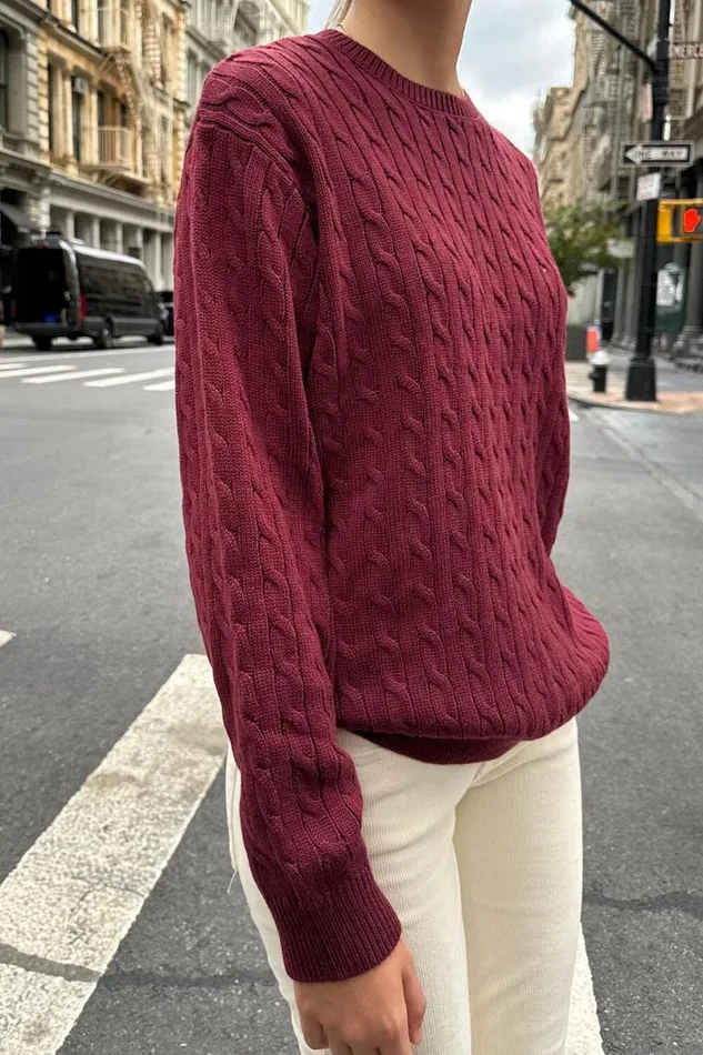 Clothing Brianna Cotton Cable Knit Sweater Brandy Melville SWEATERS