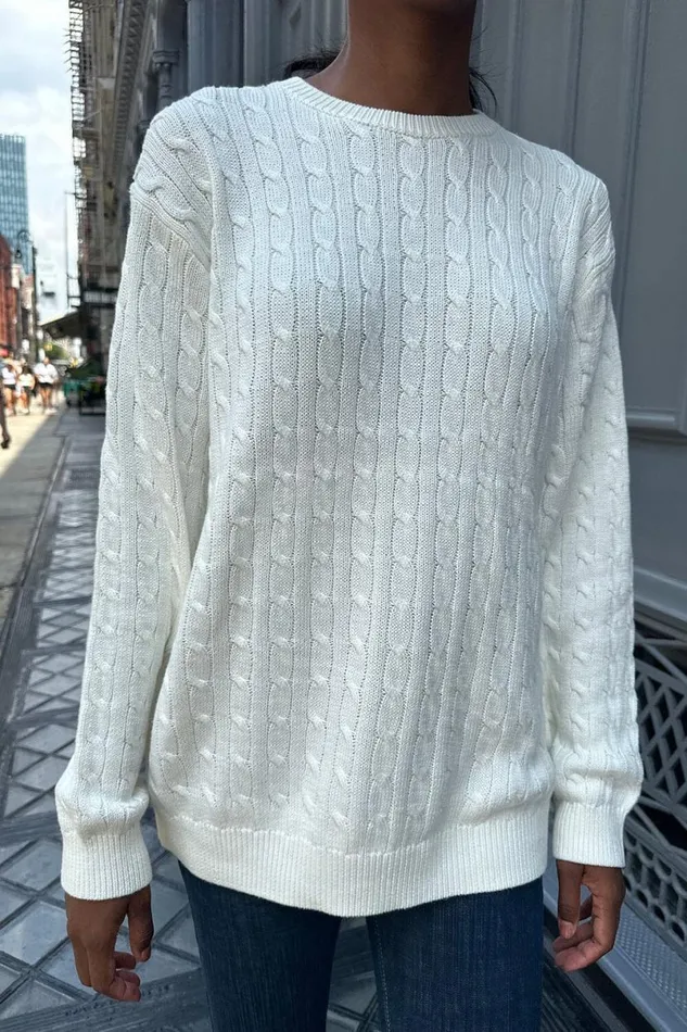 Clothing Brianna Cotton Cable Knit Sweater Brandy Melville SWEATERS