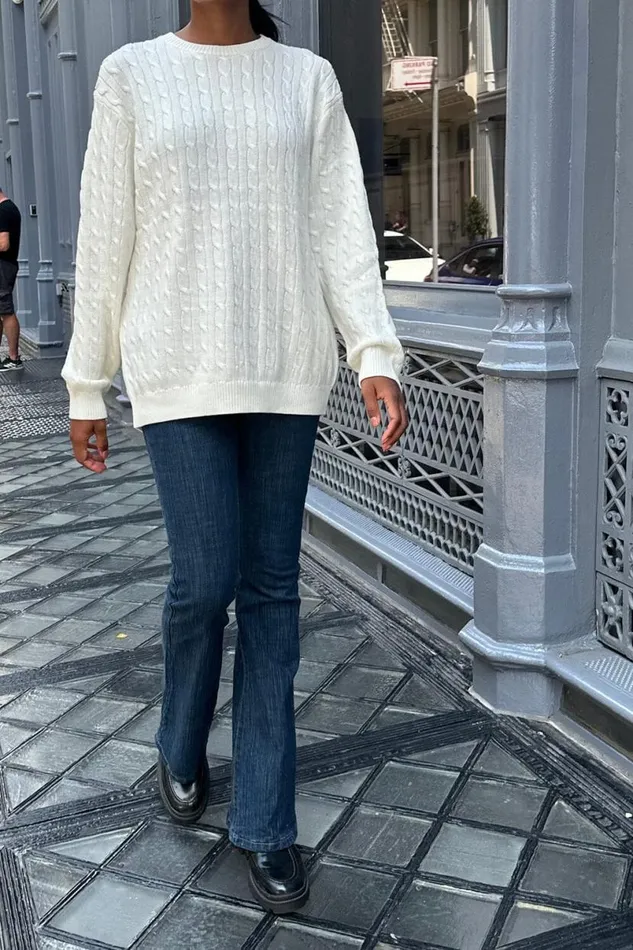 Clothing Brianna Cotton Cable Knit Sweater Brandy Melville SWEATERS