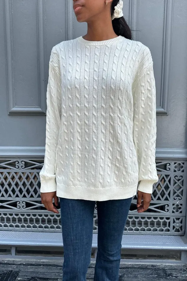 Clothing Brianna Cotton Cable Knit Sweater Brandy Melville SWEATERS