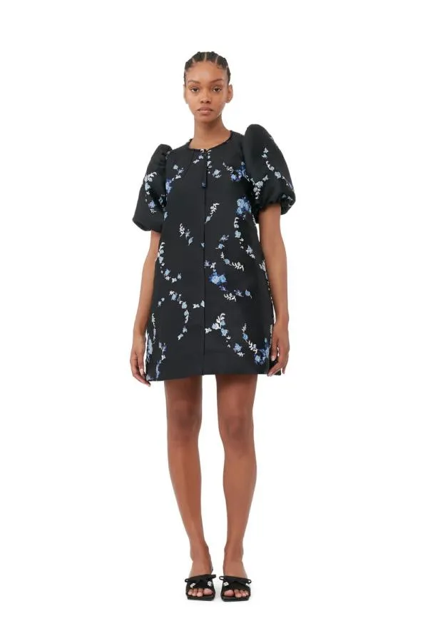 Clothing GANNI Dresses BlackBlue 3D Jacquard Aline Mini Dress Black