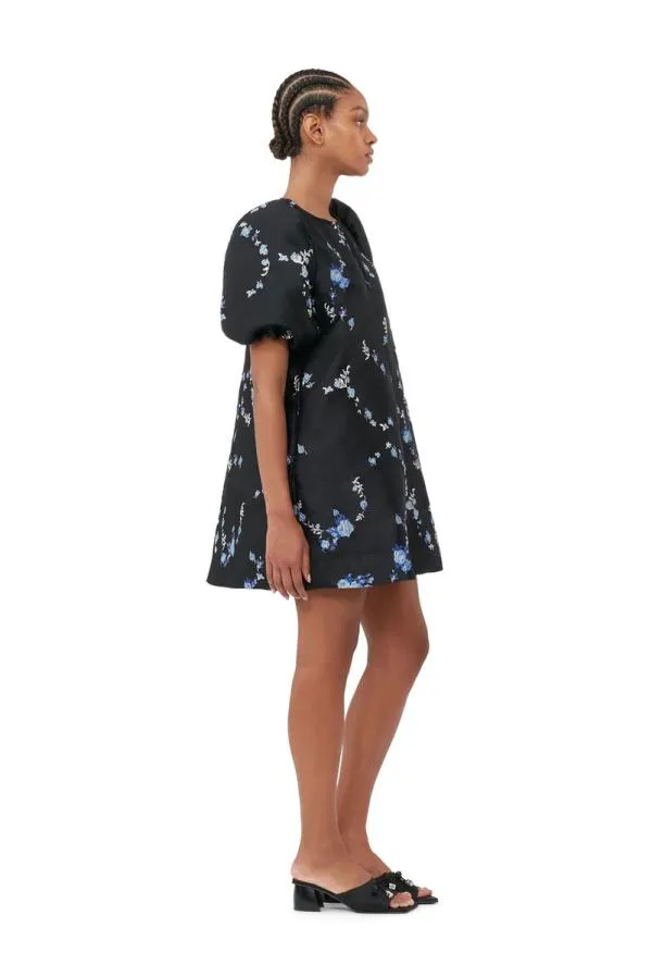 Clothing GANNI Dresses BlackBlue 3D Jacquard Aline Mini Dress Black Clothing GANNI Dresses BlackBlue 3D Jacquard Aline Mini Dress Black
