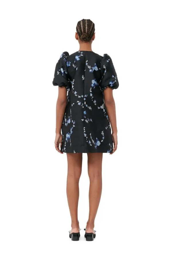 Clothing GANNI Dresses BlackBlue 3D Jacquard Aline Mini Dress Black Clothing GANNI Dresses BlackBlue 3D Jacquard Aline Mini Dress Black