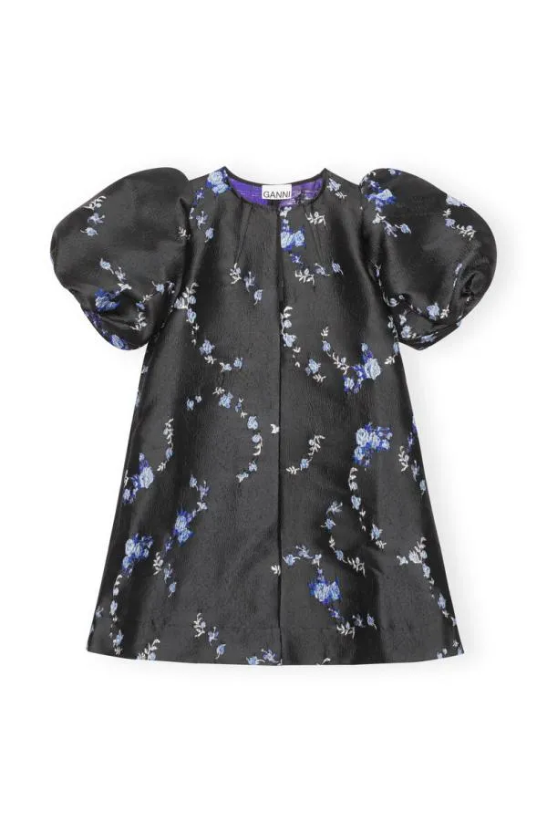 Clothing GANNI Dresses BlackBlue 3D Jacquard Aline Mini Dress Black Clothing GANNI Dresses BlackBlue 3D Jacquard Aline Mini Dress Black