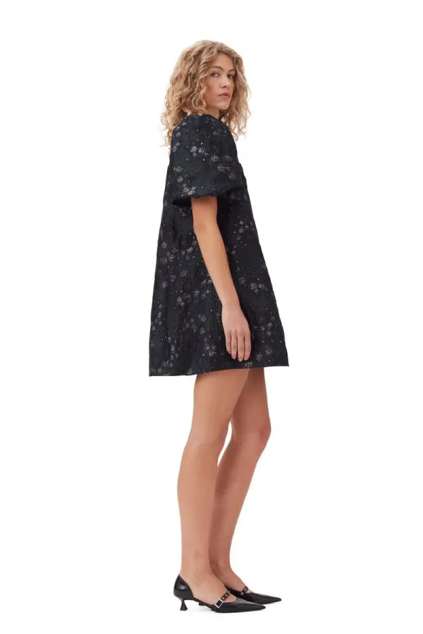 Clothing GANNI Dresses BlackSilver 3D Jacquard Aline Mini Dress Black Clothing GANNI Dresses BlackSilver 3D Jacquard Aline Mini Dress Black