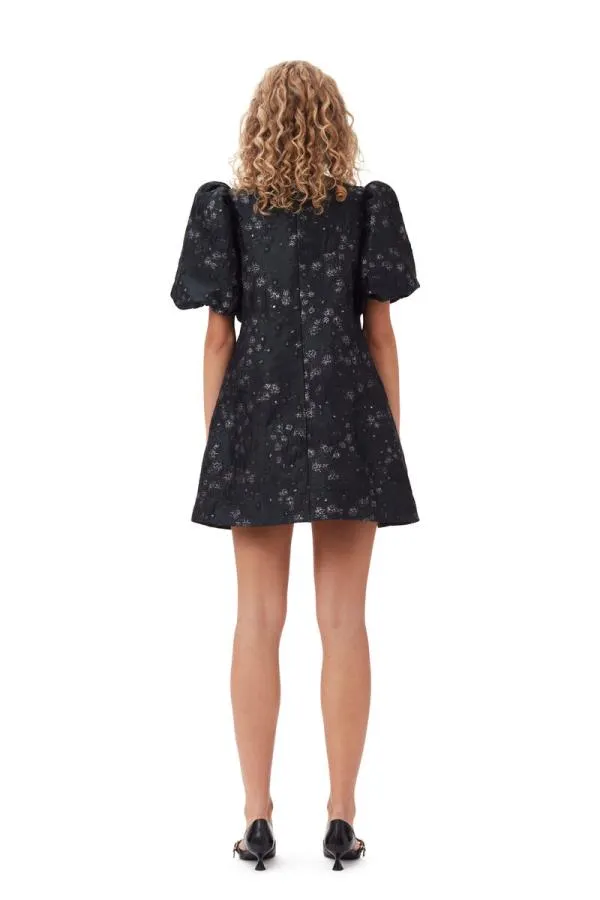 Clothing GANNI Dresses BlackSilver 3D Jacquard Aline Mini Dress Black Clothing GANNI Dresses BlackSilver 3D Jacquard Aline Mini Dress Black