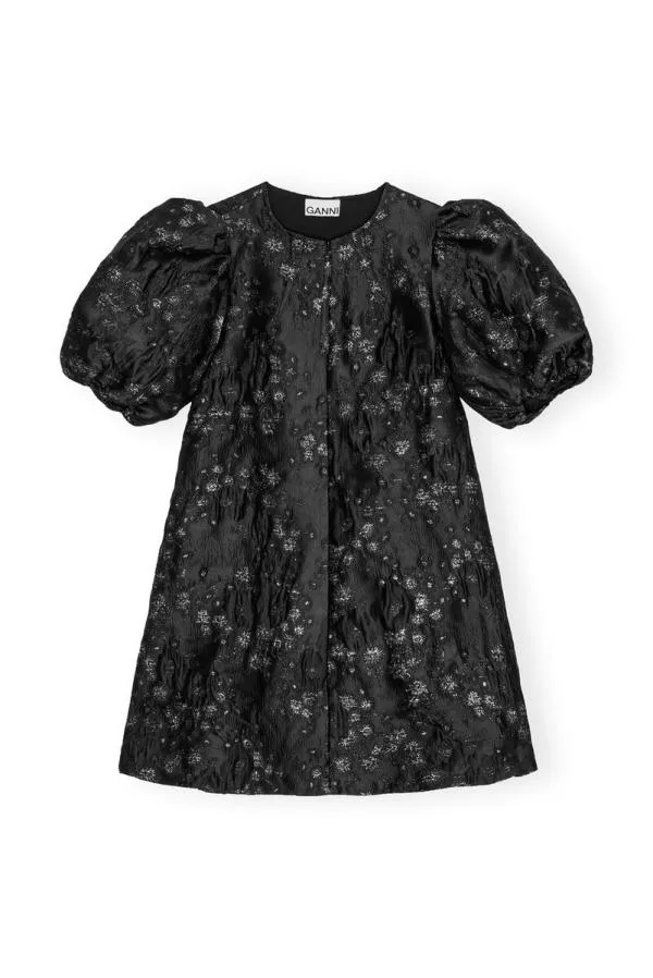 Clothing GANNI Dresses BlackSilver 3D Jacquard Aline Mini Dress Black Clothing GANNI Dresses BlackSilver 3D Jacquard Aline Mini Dress Black