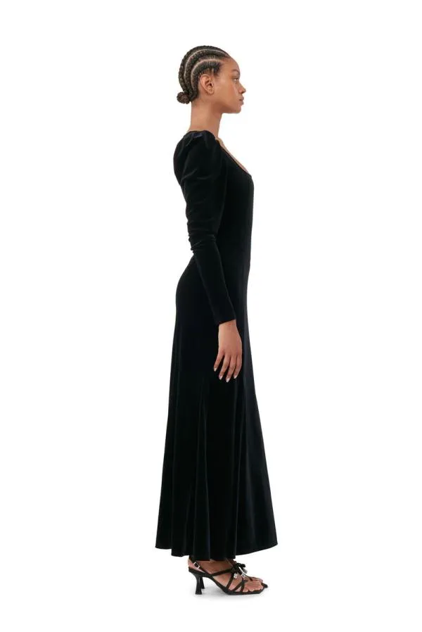Clothing GANNI Dresses Black Velvet Jersey Maxi Dress Black Clothing GANNI Dresses Black Velvet Jersey Maxi Dress Black