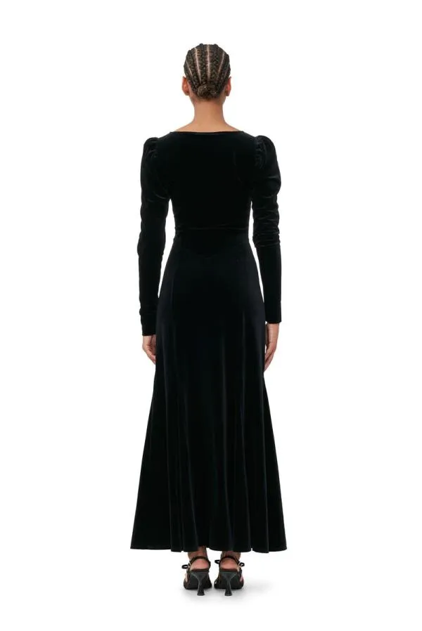 Clothing GANNI Dresses Black Velvet Jersey Maxi Dress Black Clothing GANNI Dresses Black Velvet Jersey Maxi Dress Black