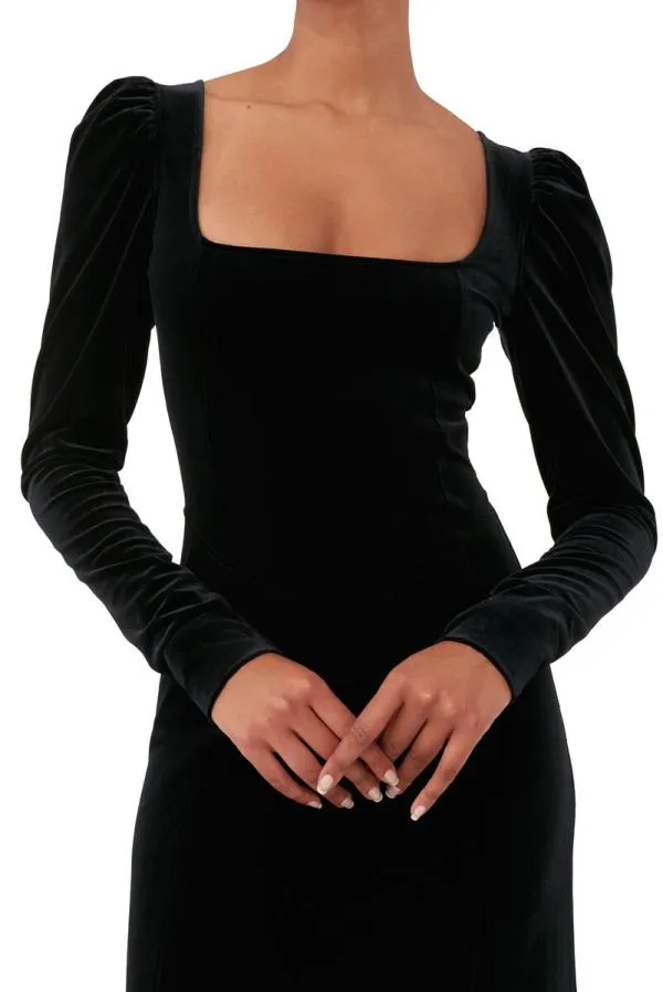Clothing GANNI Dresses Black Velvet Jersey Maxi Dress Black Clothing GANNI Dresses Black Velvet Jersey Maxi Dress Black