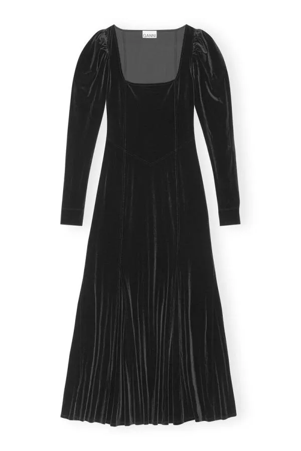 Clothing GANNI Dresses Black Velvet Jersey Maxi Dress Black Clothing GANNI Dresses Black Velvet Jersey Maxi Dress Black