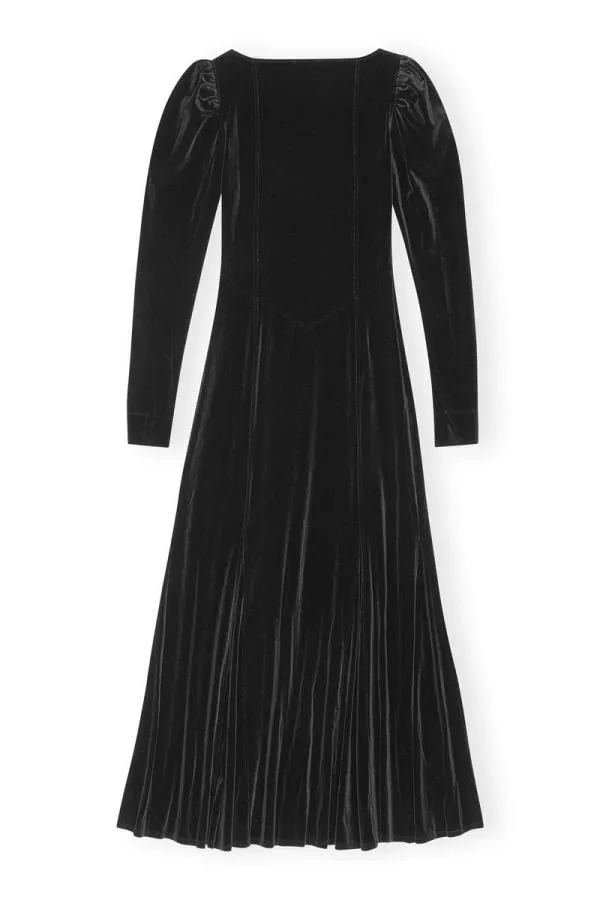 Clothing GANNI Dresses Black Velvet Jersey Maxi Dress Black Clothing GANNI Dresses Black Velvet Jersey Maxi Dress Black
