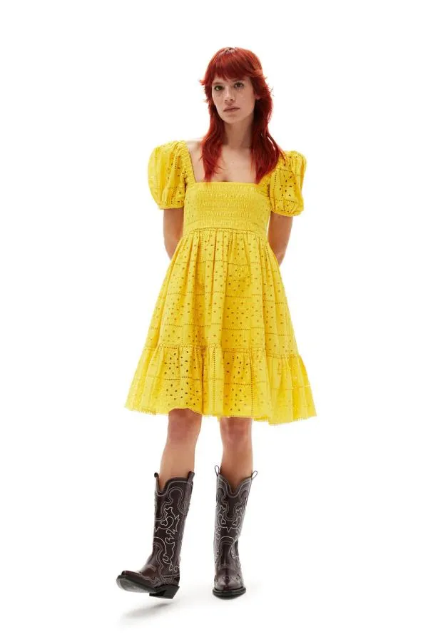 Clothing GANNI Dresses Broderie Anglaise Mini Dress Maize