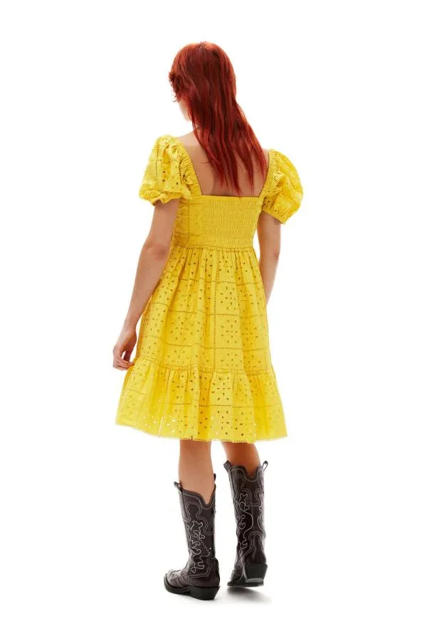 Clothing GANNI Dresses Broderie Anglaise Mini Dress Maize