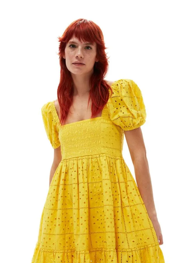 Clothing GANNI Dresses Broderie Anglaise Mini Dress Maize