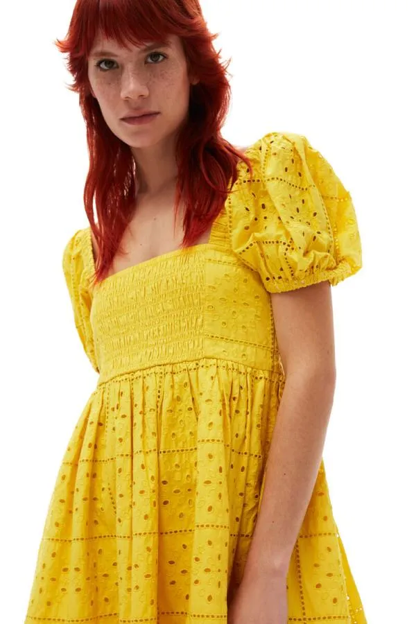 Clothing GANNI Dresses Broderie Anglaise Mini Dress Maize