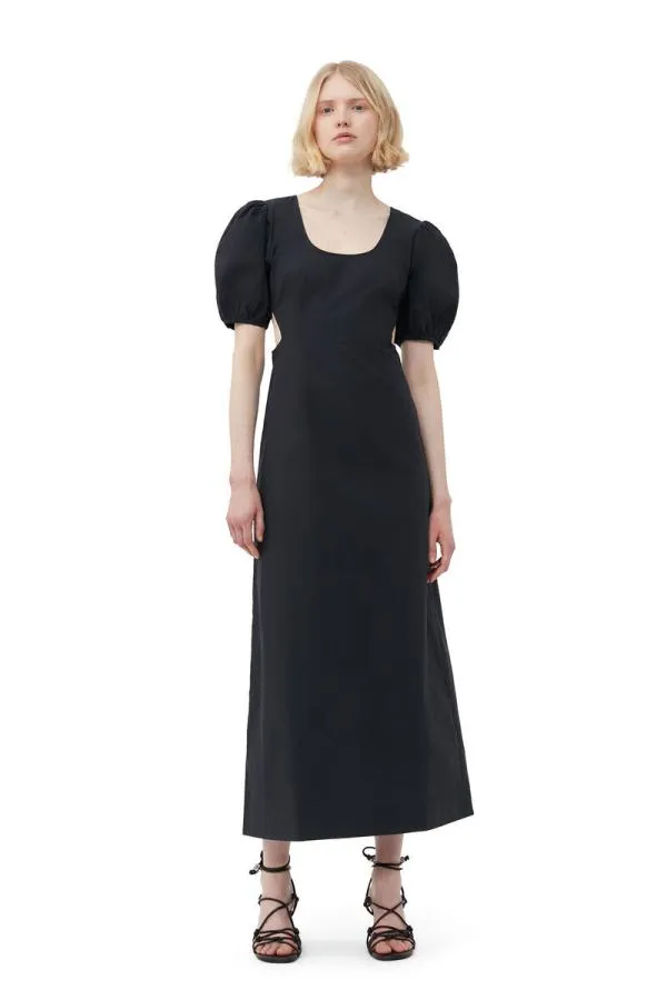 Clothing GANNI Dresses Cotton Poplin Cutout Dress Black