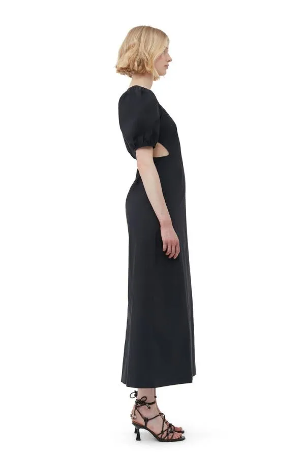 Clothing GANNI Dresses Cotton Poplin Cutout Dress Black Clothing GANNI Dresses Cotton Poplin Cutout Dress Black