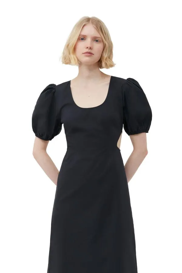 Clothing GANNI Dresses Cotton Poplin Cutout Dress Black Clothing GANNI Dresses Cotton Poplin Cutout Dress Black