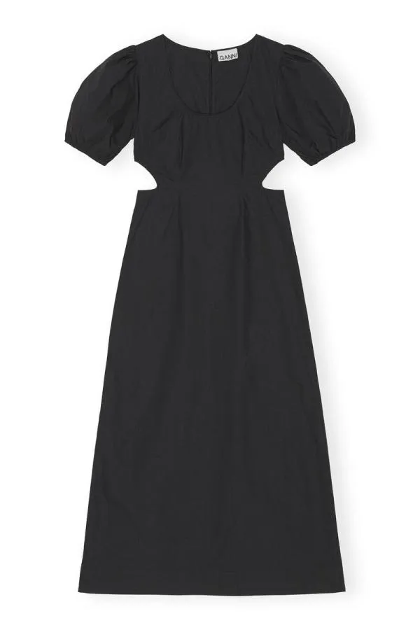 Clothing GANNI Dresses Cotton Poplin Cutout Dress Black Clothing GANNI Dresses Cotton Poplin Cutout Dress Black