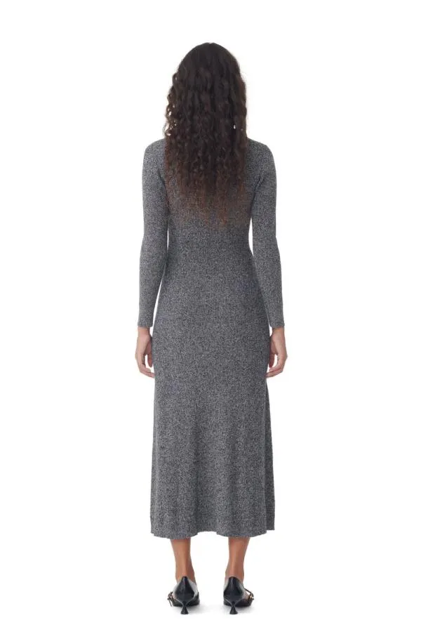Clothing GANNI Dresses Grey Collar Maxi Dress Ebony Melange Clothing GANNI Dresses Grey Collar Maxi Dress Ebony Melange