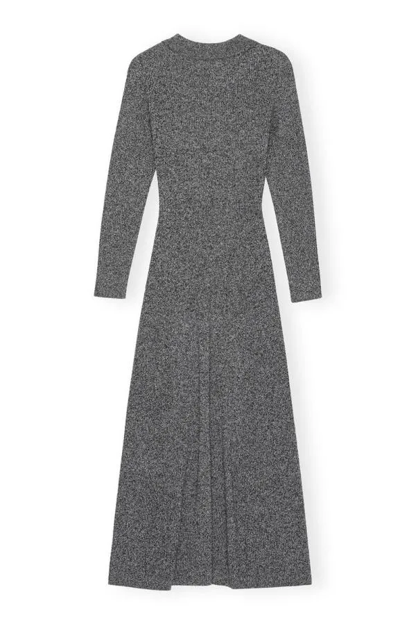 Clothing GANNI Dresses Grey Collar Maxi Dress Ebony Melange Clothing GANNI Dresses Grey Collar Maxi Dress Ebony Melange