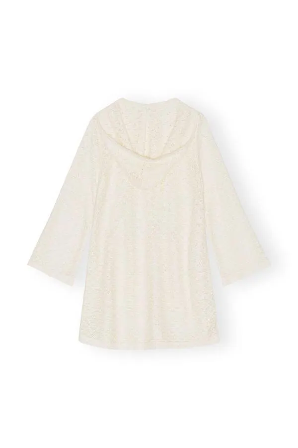 Clothing GANNI Dresses Mesh Lace Hoodie Mini Dress Egret