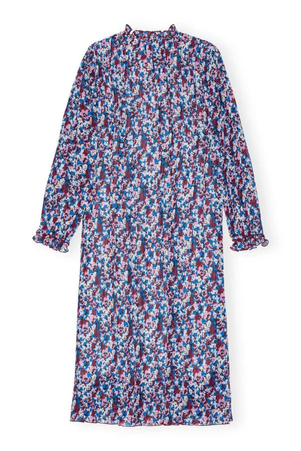 Clothing GANNI Dresses Multicolour Pleated Georgette Midi Dress Multicolour Clothing GANNI Dresses Multicolour Pleated Georgette Midi Dress Multicolour