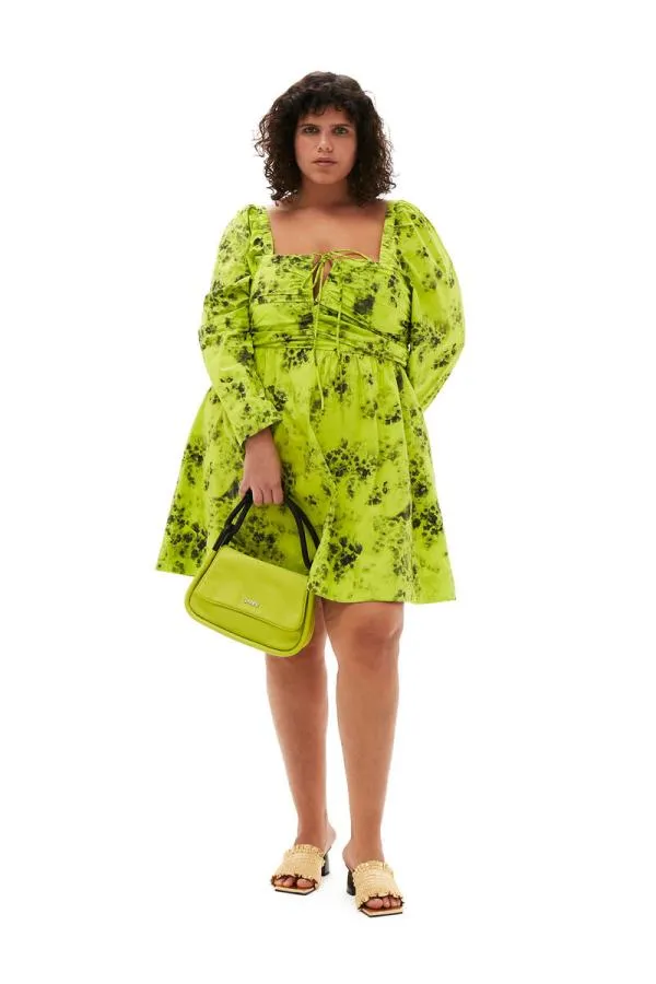 Clothing GANNI Dresses Printed Cotton Mini Dress Tender Shoots Clothing GANNI Dresses Printed Cotton Mini Dress Tender Shoots