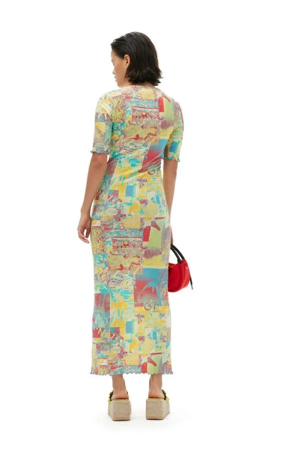 Clothing GANNI Dresses Printed Rib Jersey Maxi Dress Multicolour