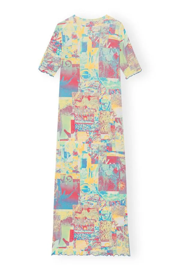 Clothing GANNI Dresses Printed Rib Jersey Maxi Dress Multicolour