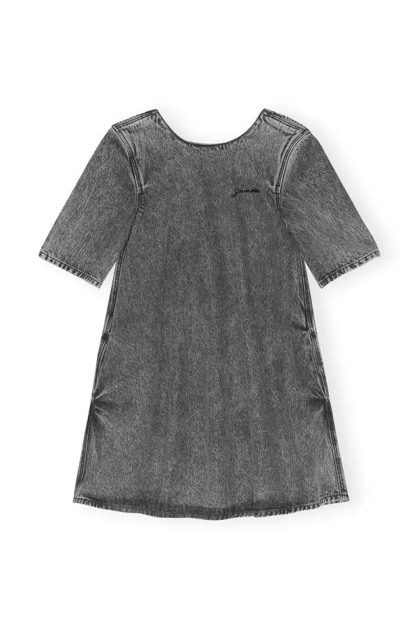Clothing GANNI Dresses Snow Washed Denim Aline Mini Dress Black Washed Clothing GANNI Dresses Snow Washed Denim Aline Mini Dress Black Washed