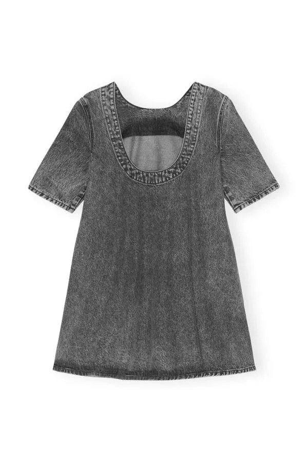 Clothing GANNI Dresses Snow Washed Denim Aline Mini Dress Black Washed Clothing GANNI Dresses Snow Washed Denim Aline Mini Dress Black Washed