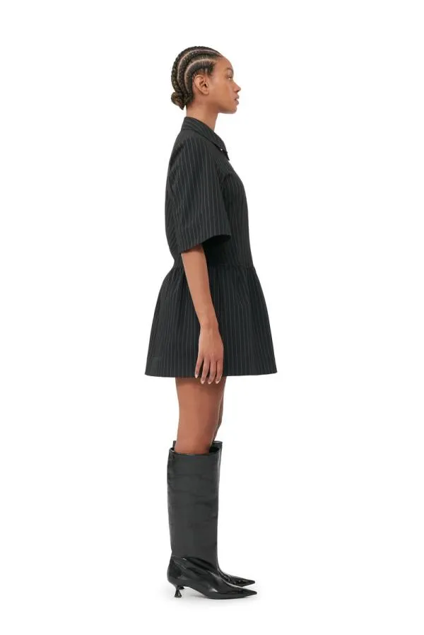 Clothing GANNI Dresses Striped Mini Dress Black Clothing GANNI Dresses Striped Mini Dress Black