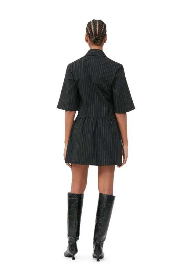 Clothing GANNI Dresses Striped Mini Dress Black Clothing GANNI Dresses Striped Mini Dress Black