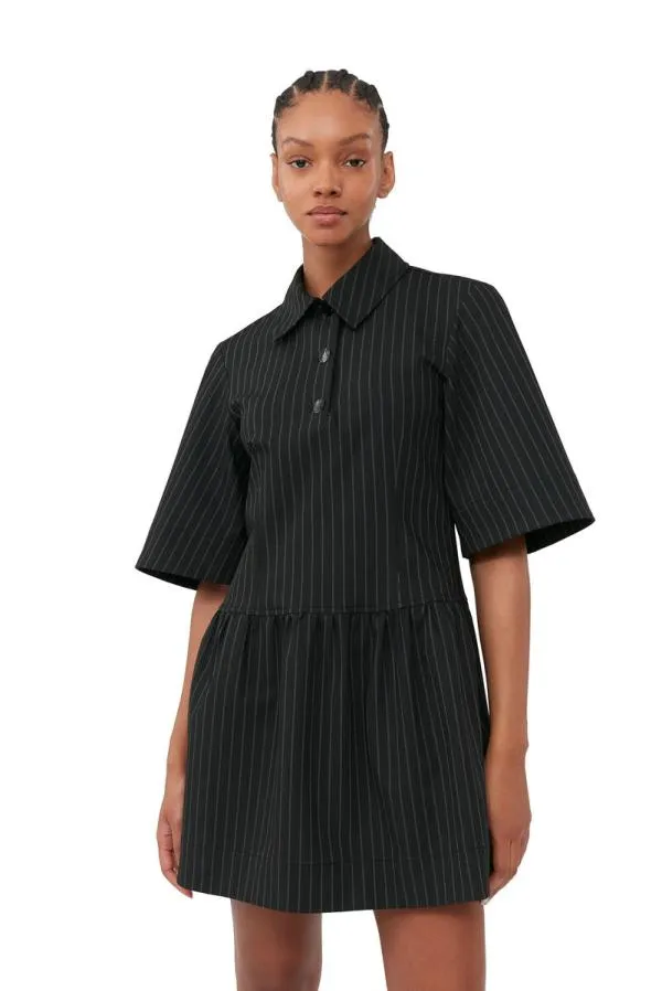 Clothing GANNI Dresses Striped Mini Dress Black Clothing GANNI Dresses Striped Mini Dress Black