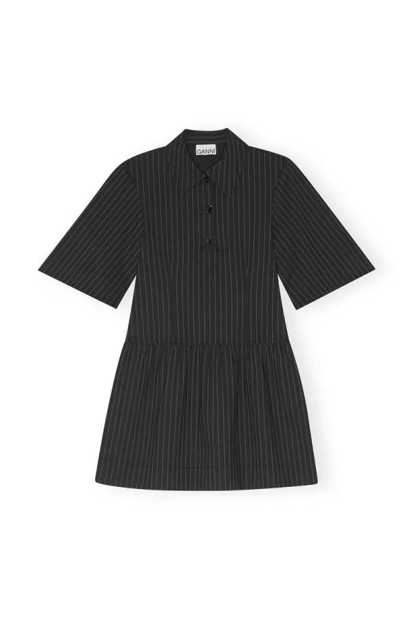 Clothing GANNI Dresses Striped Mini Dress Black Clothing GANNI Dresses Striped Mini Dress Black