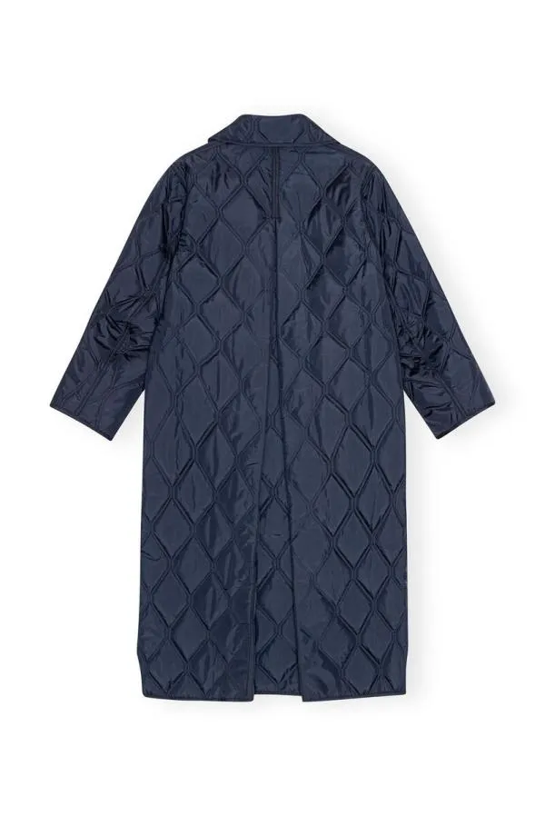 Clothing GANNI Extended Sizes Blue Ripstop Quilt Asymmetric Coat Sky Captain Clothing GANNI Extended Sizes Blue Ripstop Quilt Asymmetric Coat Sky Captain
