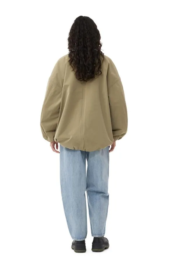 Clothing GANNI Extended Sizes Green Light Twill Oversized Bomber Jacket Aloe