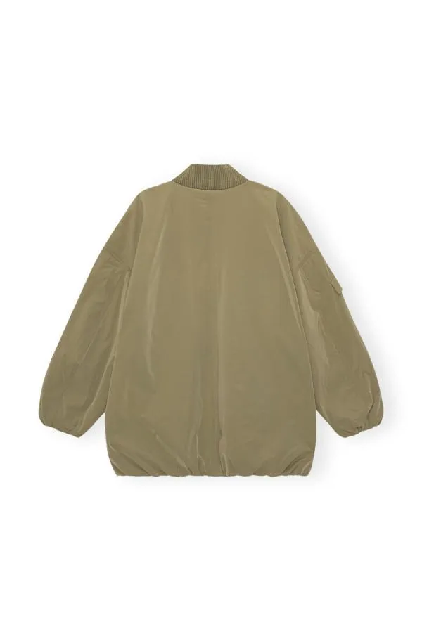 Clothing GANNI Extended Sizes Green Light Twill Oversized Bomber Jacket Aloe