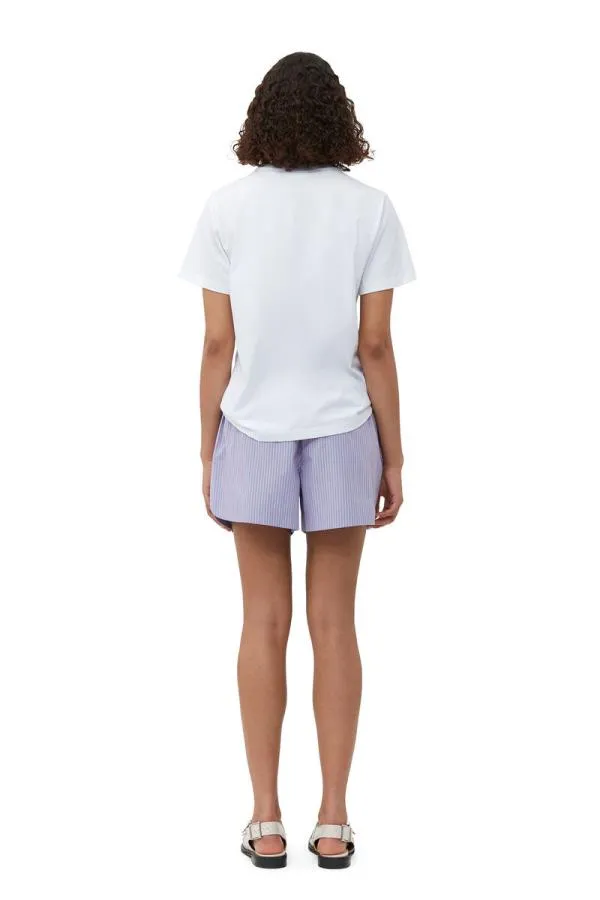 Clothing GANNI Extended Sizes Stripe Cotton Elastic Shorts Forever Blue Clothing GANNI Extended Sizes Stripe Cotton Elastic Shorts Forever Blue