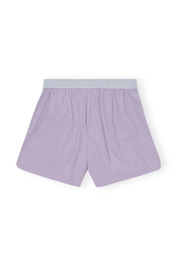 Clothing GANNI Extended Sizes Stripe Cotton Elastic Shorts Forever Blue Clothing GANNI Extended Sizes Stripe Cotton Elastic Shorts Forever Blue
