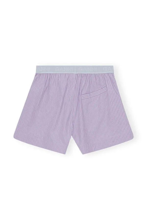 Clothing GANNI Extended Sizes Stripe Cotton Elastic Shorts Forever Blue Clothing GANNI Extended Sizes Stripe Cotton Elastic Shorts Forever Blue