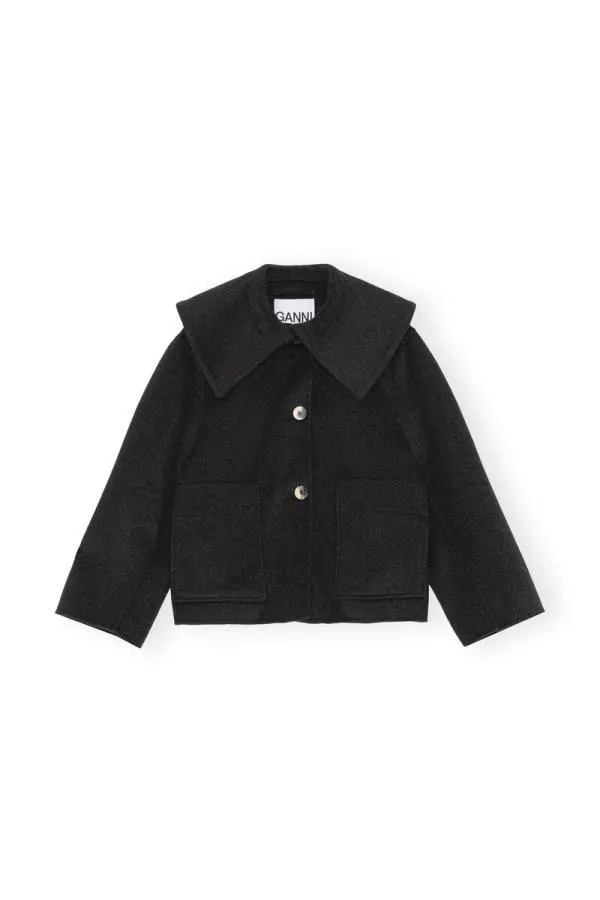 Clothing GANNI Extended Sizes Wool Jacket Phantom Clothing GANNI Extended Sizes Wool Jacket Phantom