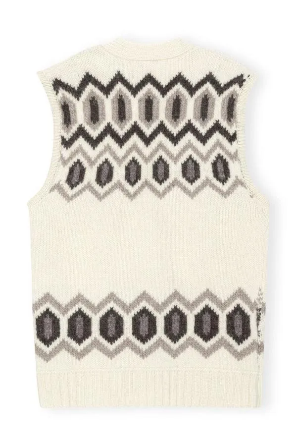 Clothing GANNI Knitwear White Oversized Chunky Wool Vest Egret Clothing GANNI Knitwear White Oversized Chunky Wool Vest Egret