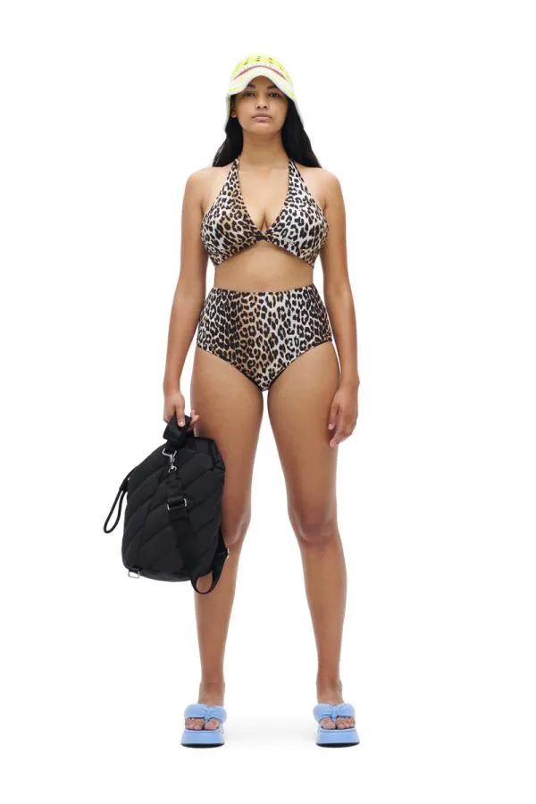 Clothing GANNI Leopard Print Halter Bikini Top Leopard